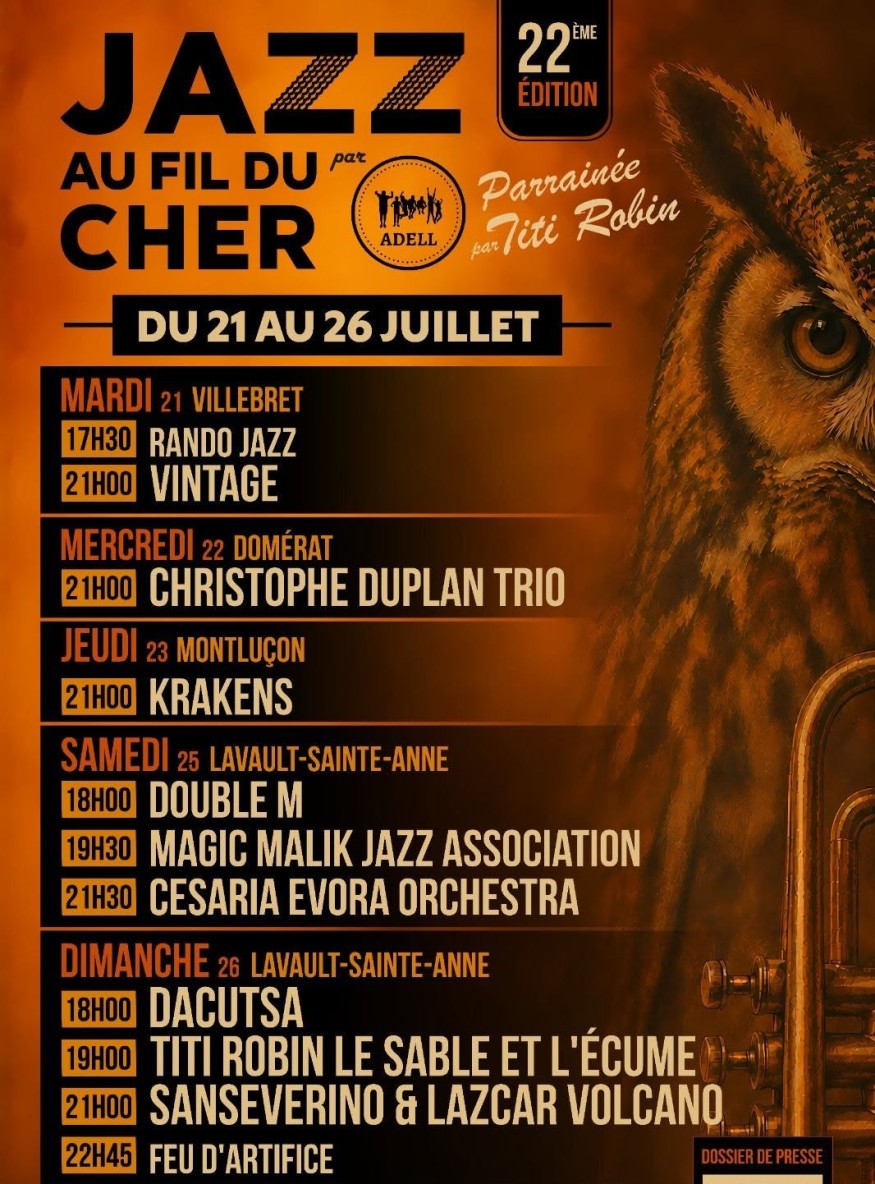 Festival Jazz au Fil du Cher 2026 - RJFM Hits & News - Montluçon Allier Auvergne…